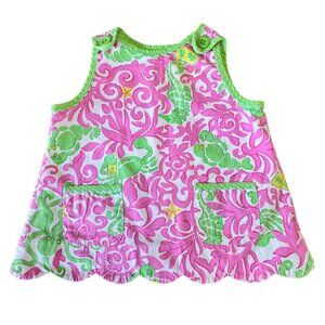 LILLY PULITZER Sea Creatures Dress Girls 3-6 Months Infant Girl Pink Green Crabs